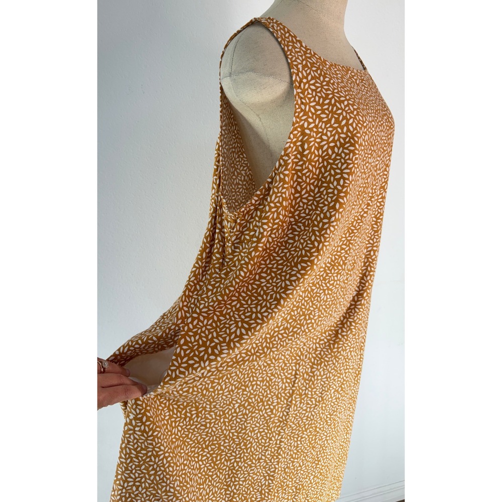 Ava & Viv Linen Blend Shift Dress Boho Golden Yellow Floral Speckled Pockets XXL - Picture 4 of 9